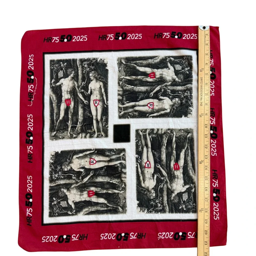 Red Graphic Bandana‎ Albrecht Durer Adam and Eve Art Scarf 20x21